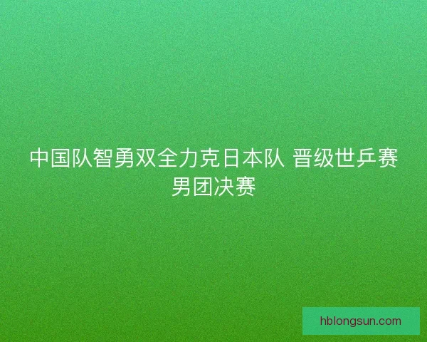 中国队智勇双全力克日本队 晋级世乒赛男团决赛